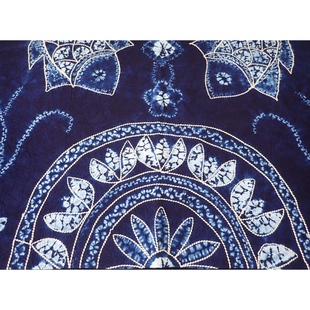 Four Fish Blue Tie-Dyed Cotton Tablecloth