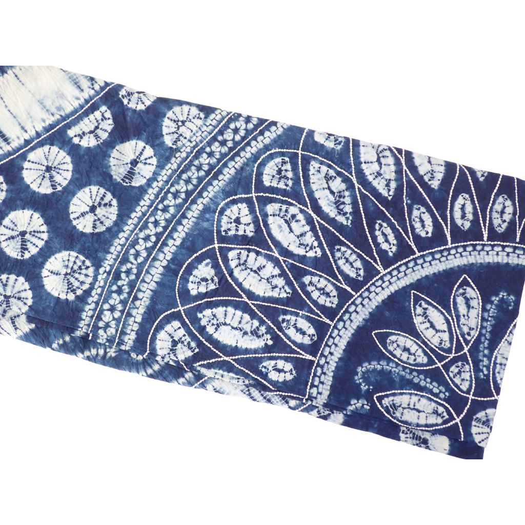 Gathering Blue Hand-Dyed Embroidered Tablecloth