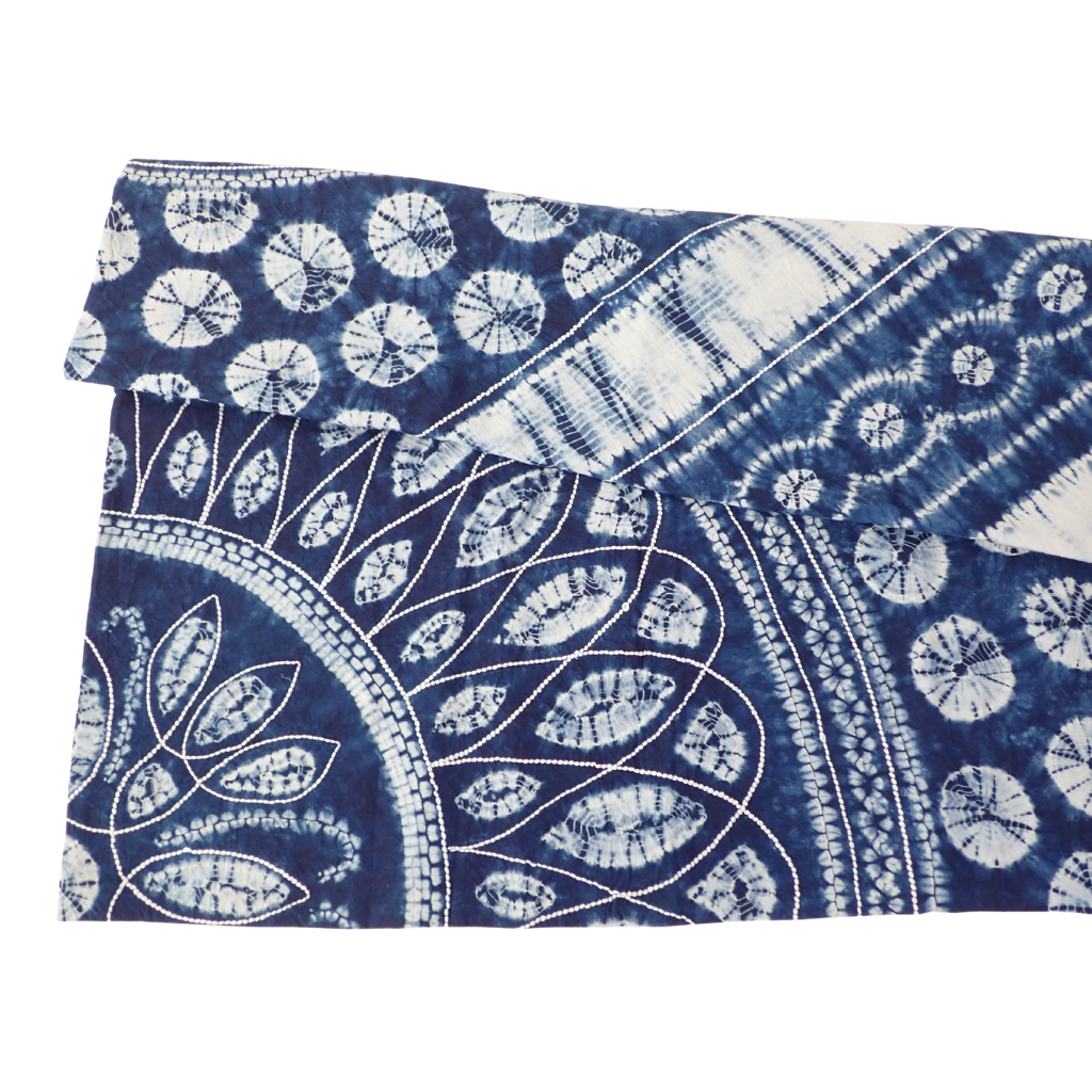 Gathering Blue Hand-Dyed Embroidered Tablecloth